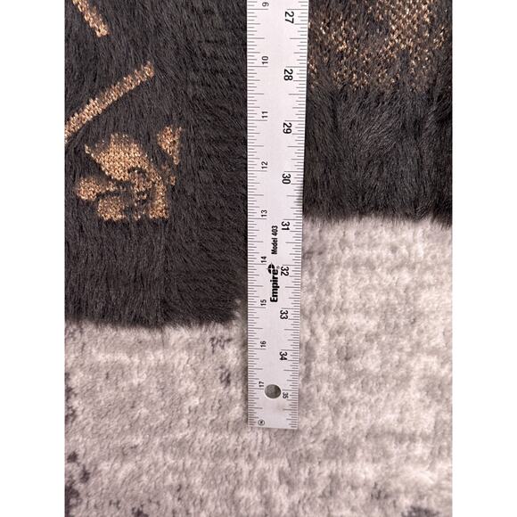 Anthropologie Sweater OS One Size Women Maeve Brown Gold Metallic Fuzzy Cardigan - Picture 6 of 8